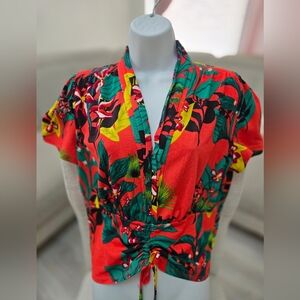 INC International Concepts Orange Floral Blouse